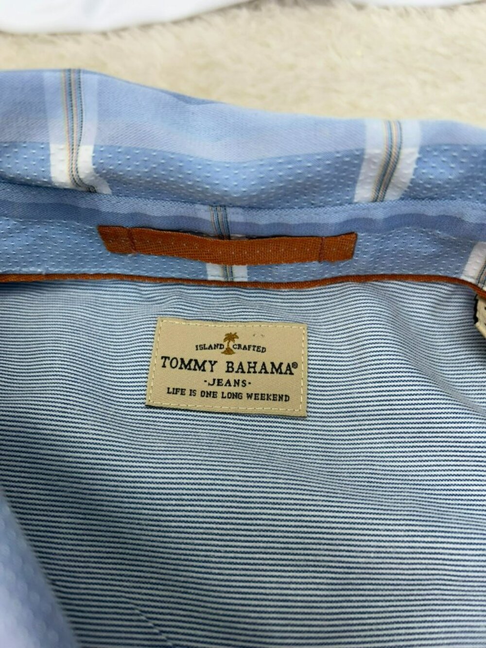 Tommy Bahama Mens Button Down Shirt Blue Plaid XL Cotton Long Sleeve Casual Pre- - Picture 2 of 5